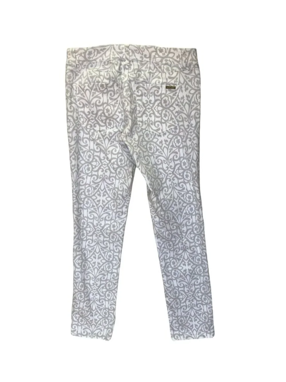 White House Black Market Pants Womens 2R Gray Paisley Slim Ankle Fit Rhinestones - Picture 10 of 10